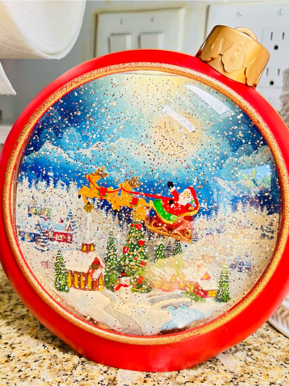 Christmas Snow Globe Ornament - Red Holiday Decoration